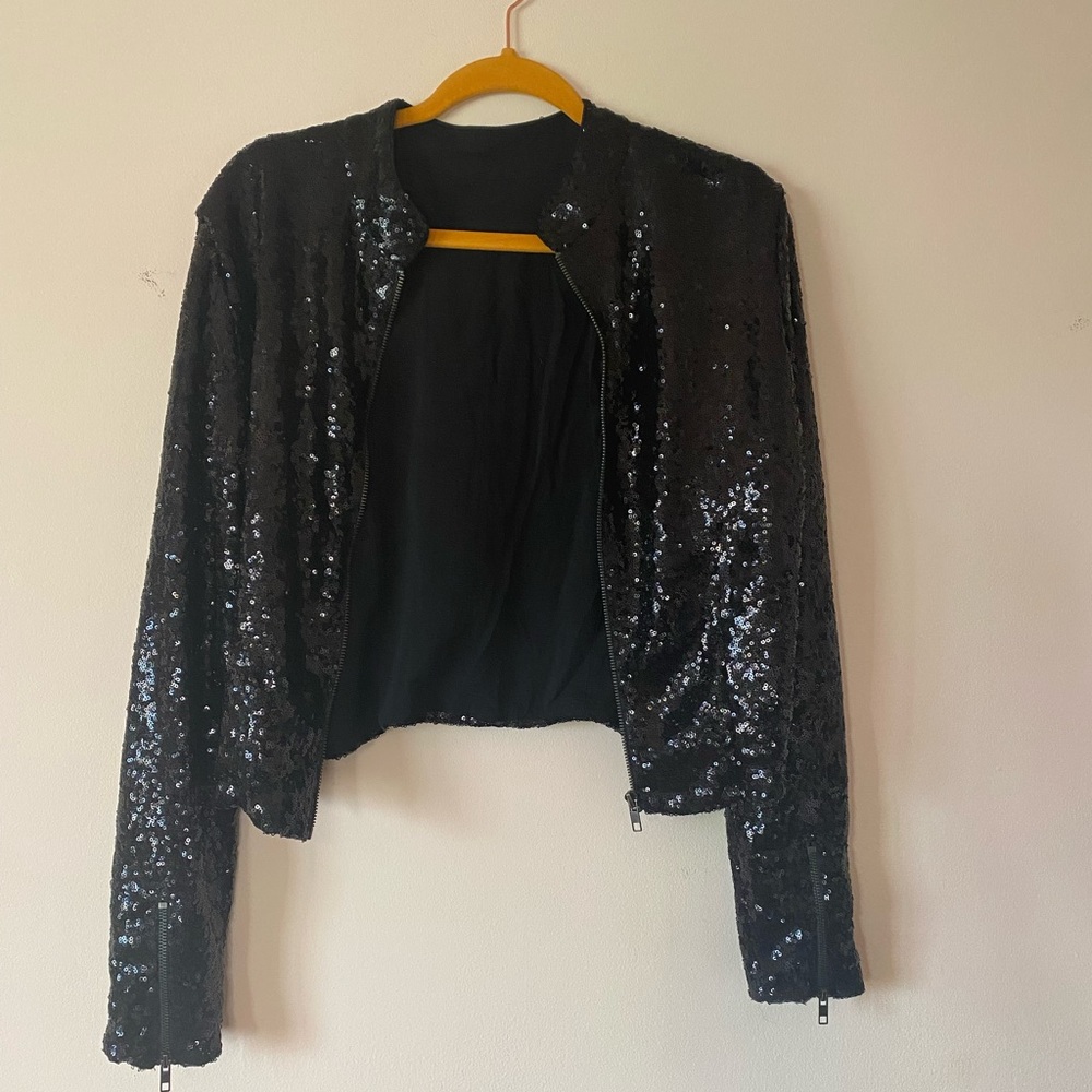 Kendall & Kylie Black Sequin Jacket